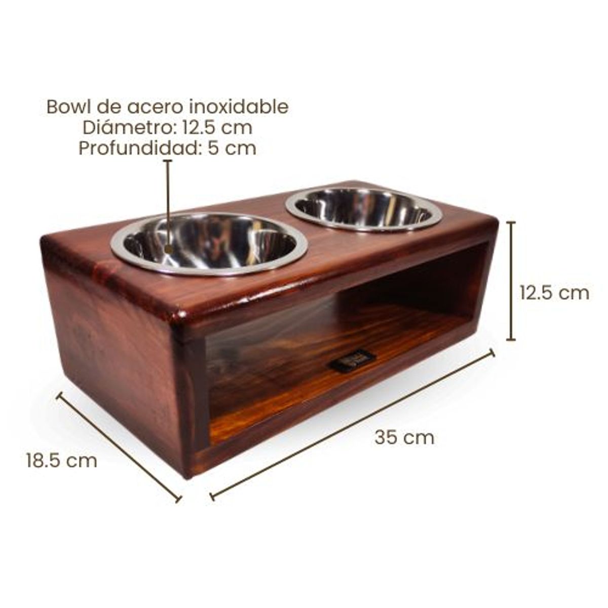 GENERICO - Comedero de Madera Doble compartimiento Inca Miau