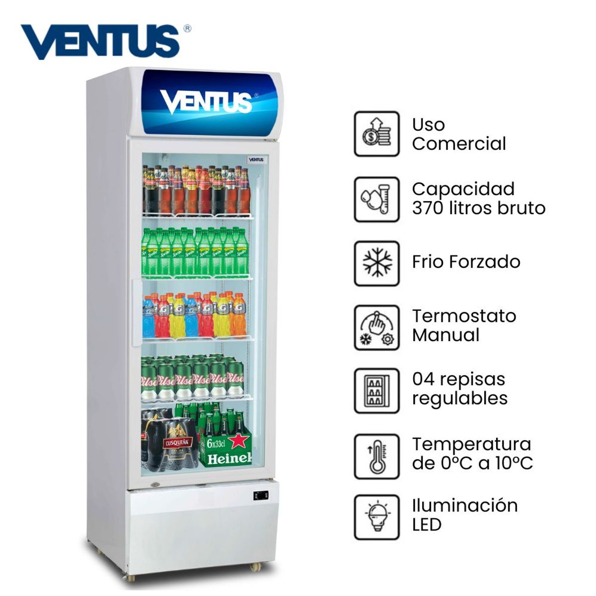 VENTUS - Exhibidor Ventus Vertical 370Lt VC-370W - Blanco