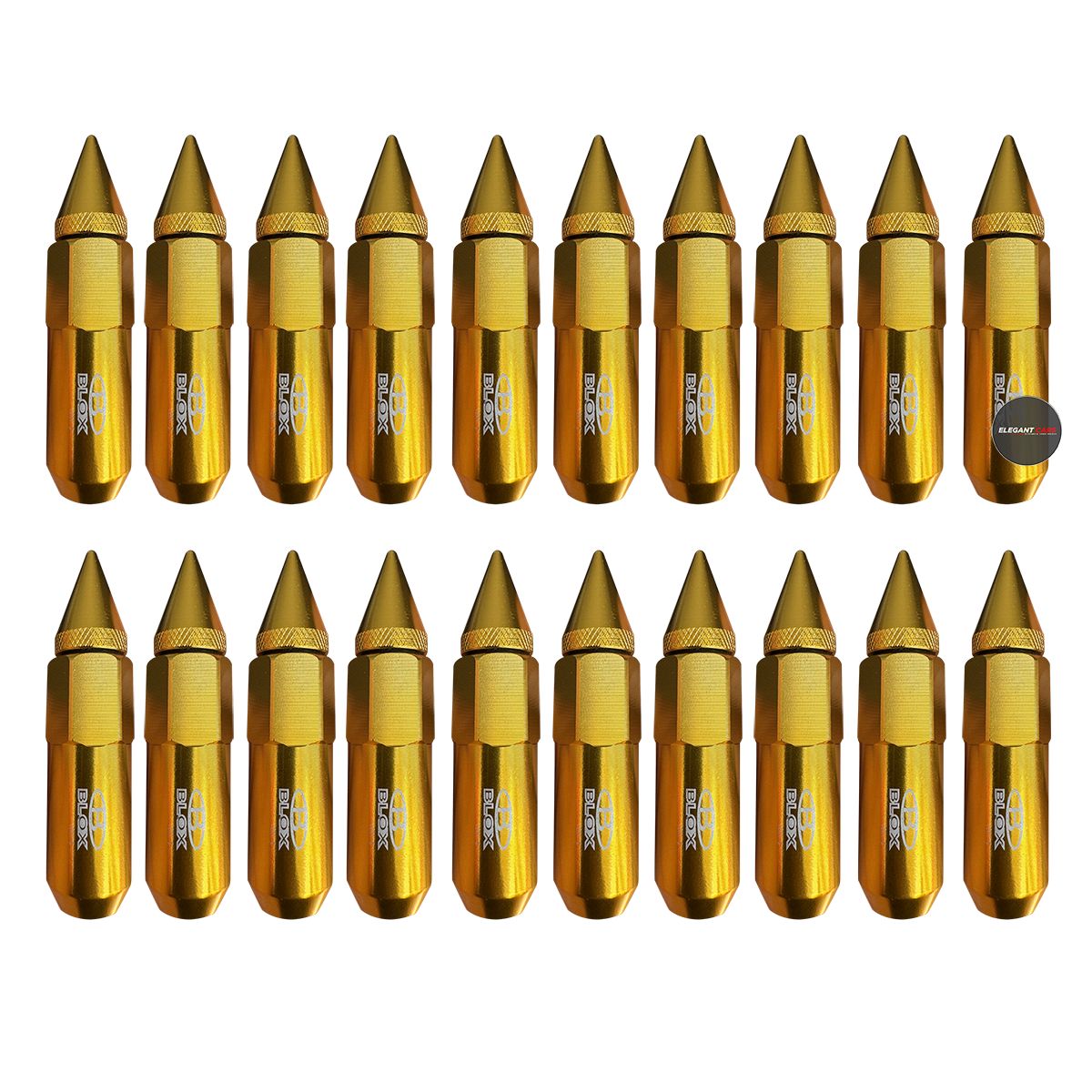 GENERICO - Kit De Tuercas En Punta Blox Dorado 20pcs