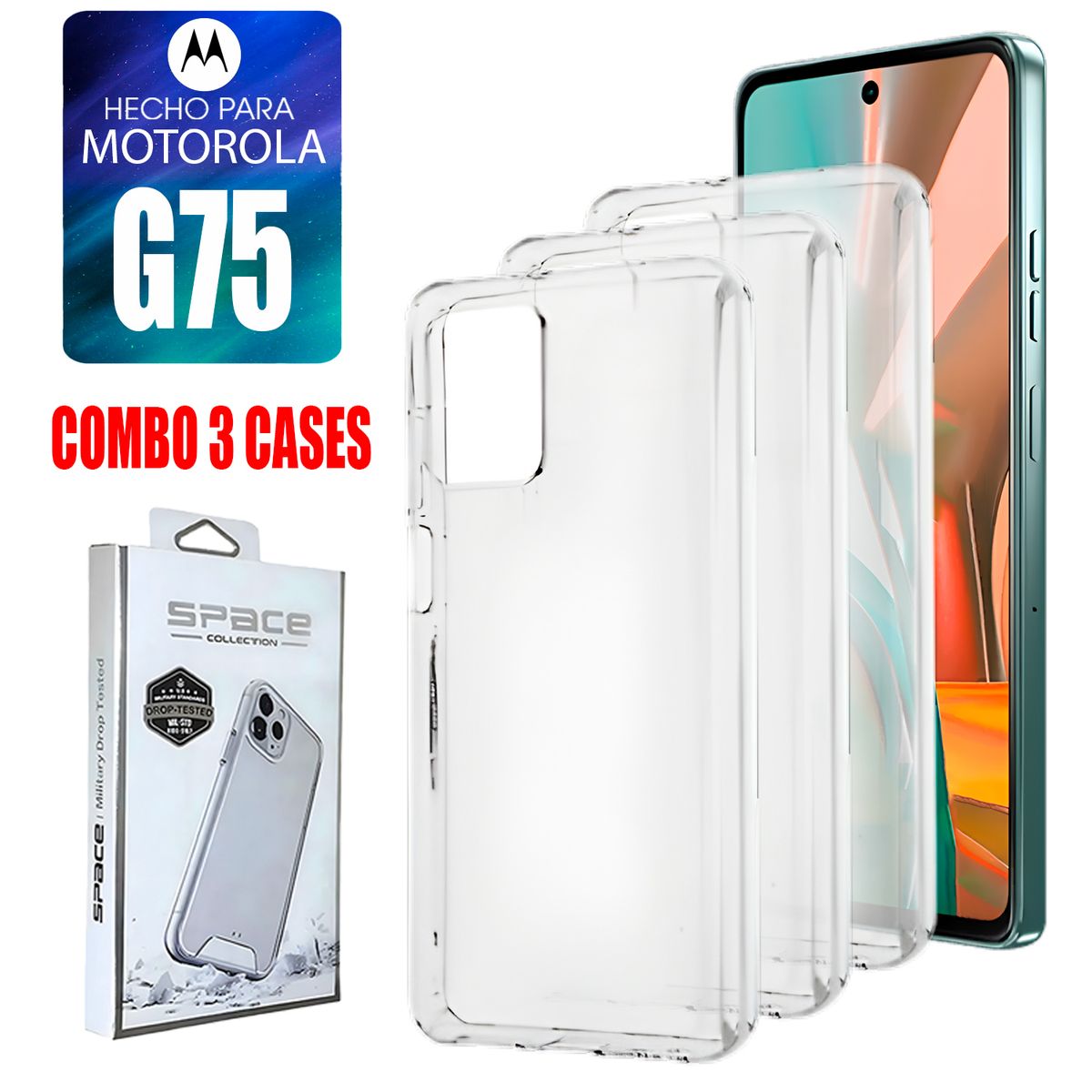 ASIA IMPORT - Combo Case Space Transparente Para Motorola G75