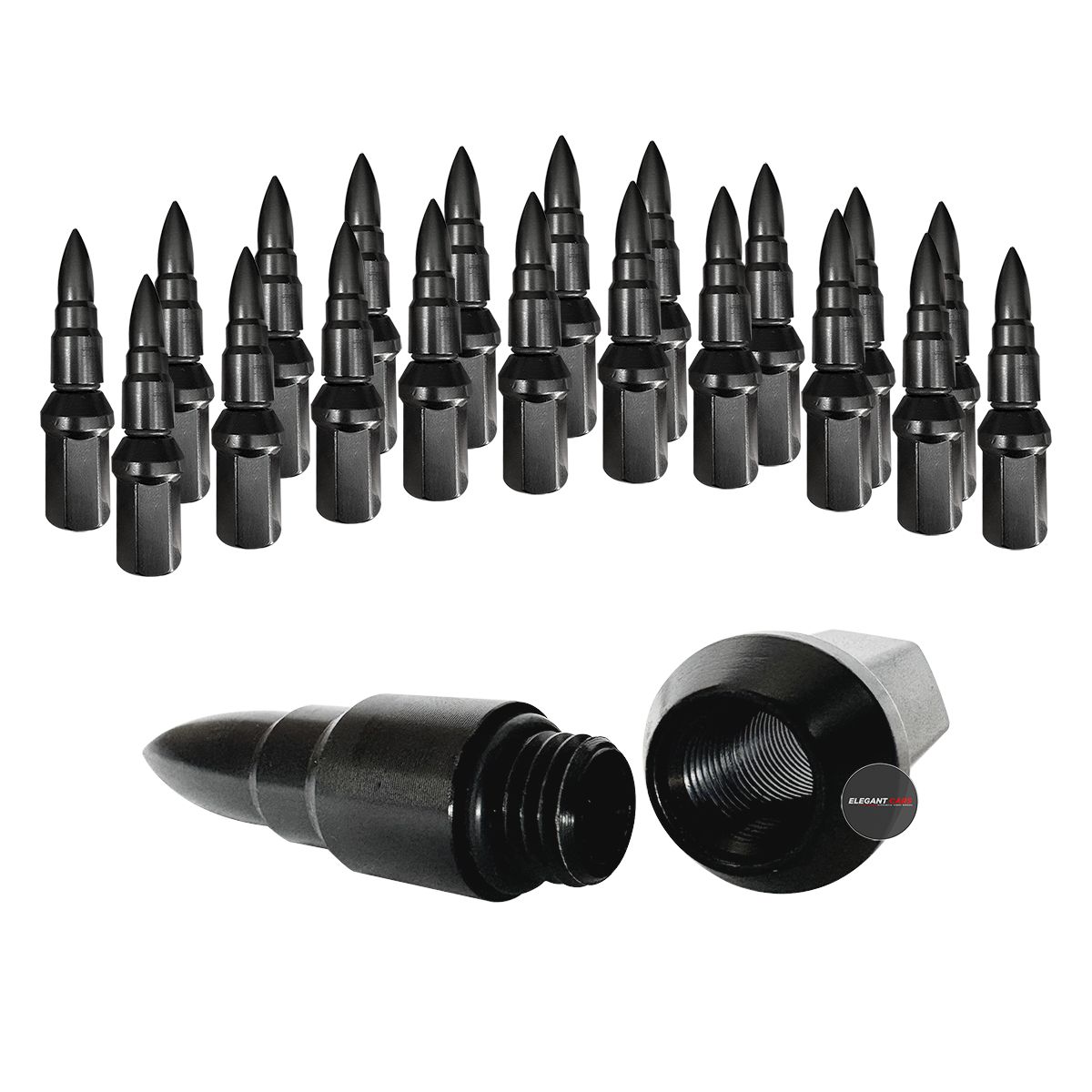 GENERICO - Kit De Tuercas En Punta Blox +Seguro Negro 20pcs