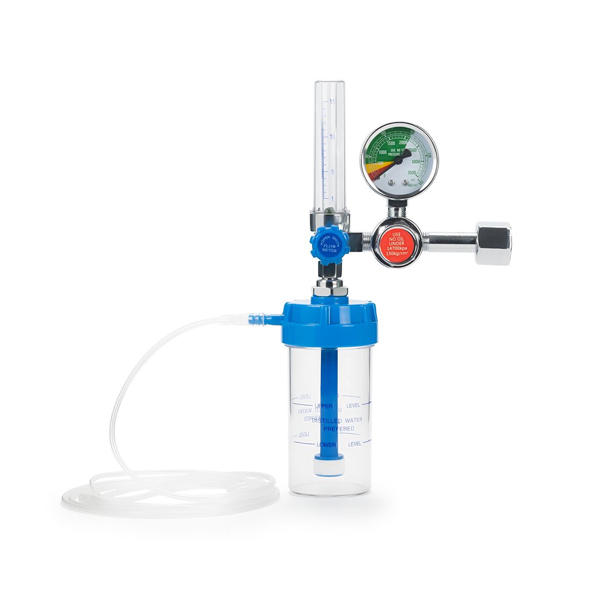 GENERICO - Manómetro Regulador de Oxígeno con Flujómetro de 15 LPM y Vaso Humidificador