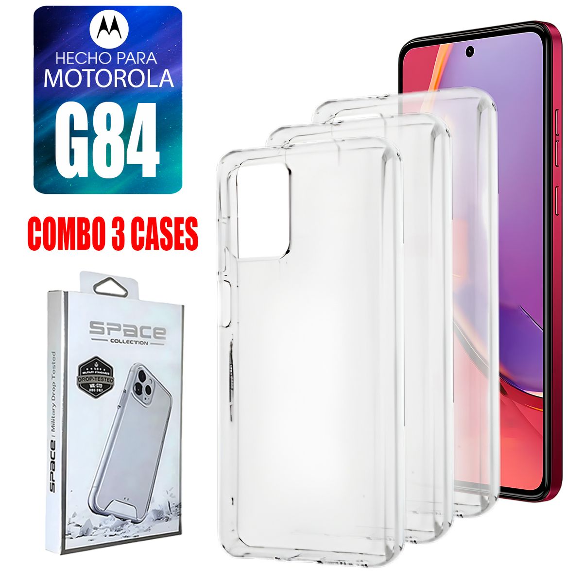 ASIA IMPORT - Combo Case Space Transparente Para Motorola G84