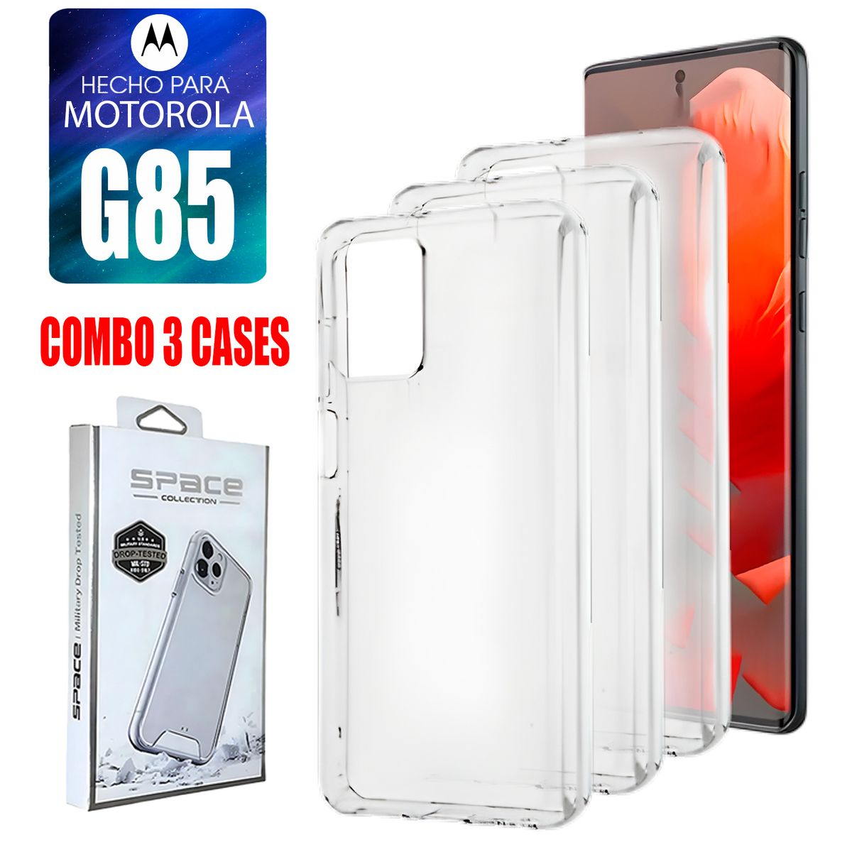 ASIA IMPORT - Combo Case Space Transparente Para Motorola G85