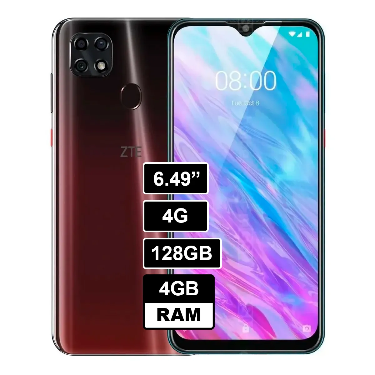 ZTE - Celular ZTE V Smart 128 GB 4 GB RAM ROJO