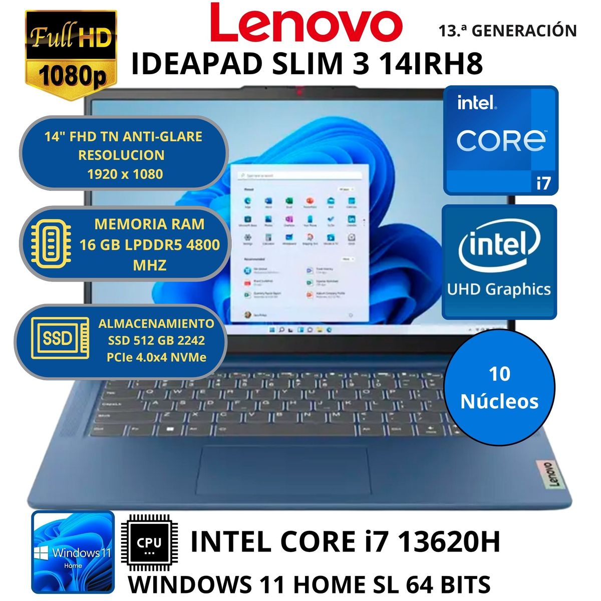 LENOVO - Laptop Lenovo Intel Core Ultra 7 (Thinkpad L16 Gen 1) RAM 32 GB SSD 1 TB 16" WUXGA IPS Windows 11