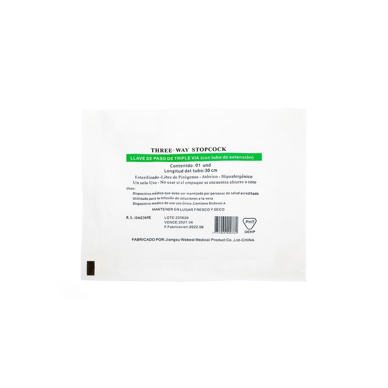 GENERICO - Llave de Paso Triple Vía Con Tubo de Extensión 30 CM