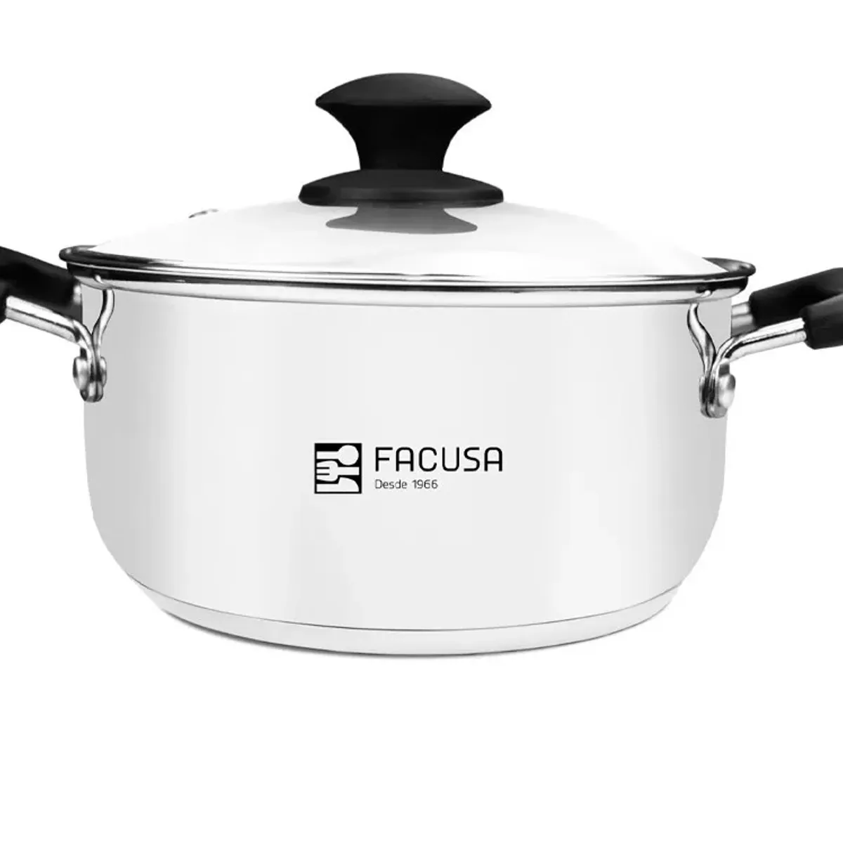 FACUSA - Juego de Ollas 8 Piezas Acero Inoxidable con tapa de vidrio Facusa