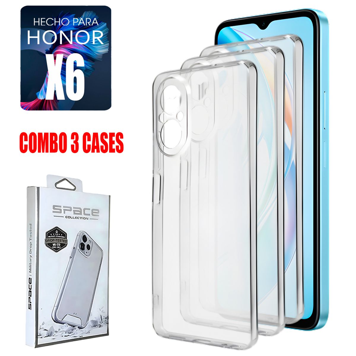 ASIA IMPORT - Combo Case Space Transparente Para Honor X6