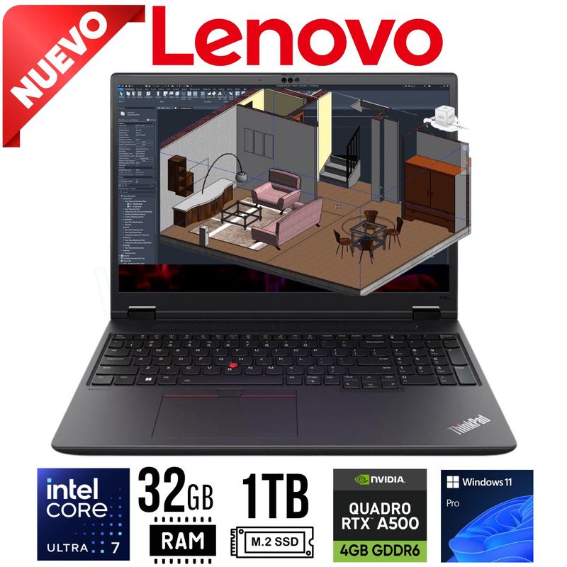 LENOVO - LAPTOP LENOVO THINKPAD P16V GEN 2 16" WUXGA  Ultra 7 155H, RAM 32GB ,SSD 1TB  RTX500 4GB W11 PRO