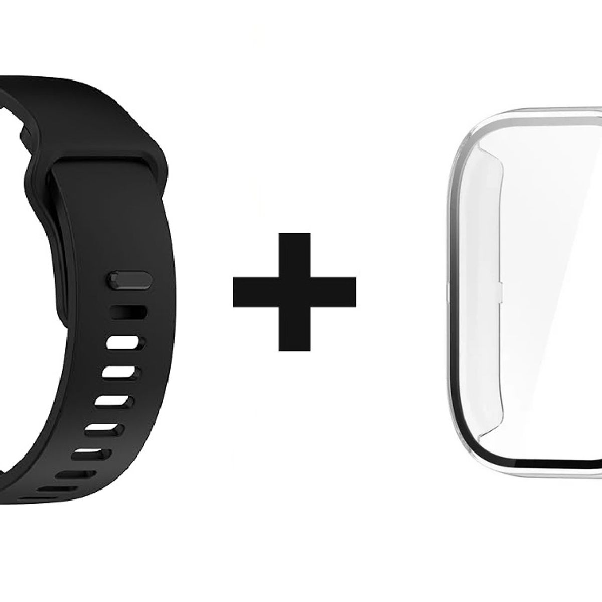 GENERICO - CORREA DE SILICON NEGRO +BUMPER TRANSPARENTE PARA XIAOMI REDMI WATCH 5 ACTIVE
