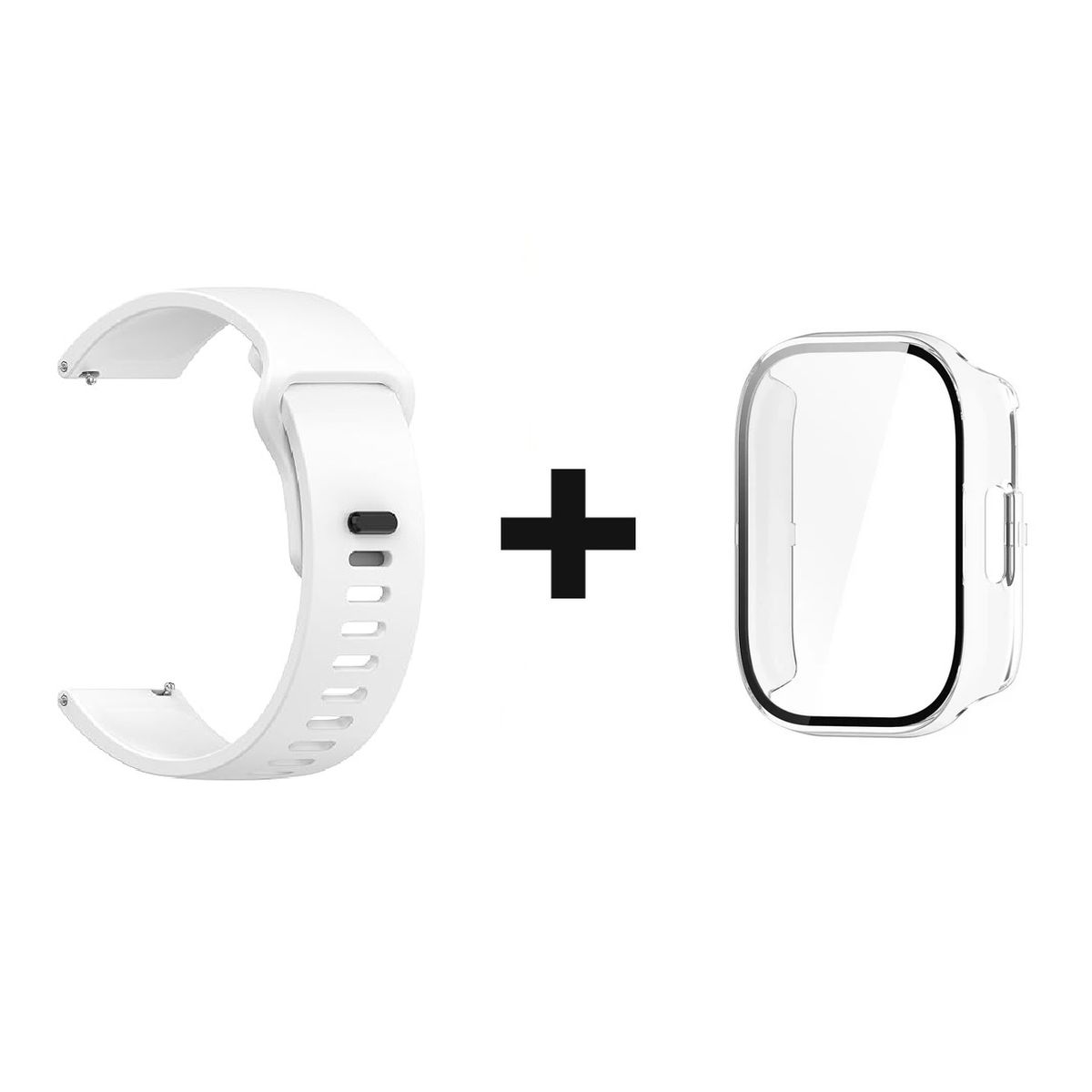 GENERICO - CORREA DE SILICON BLANCO + BUMPER TRANSPARENTE PARA XIAOMI REDMI WATCH 5 ACTIVE