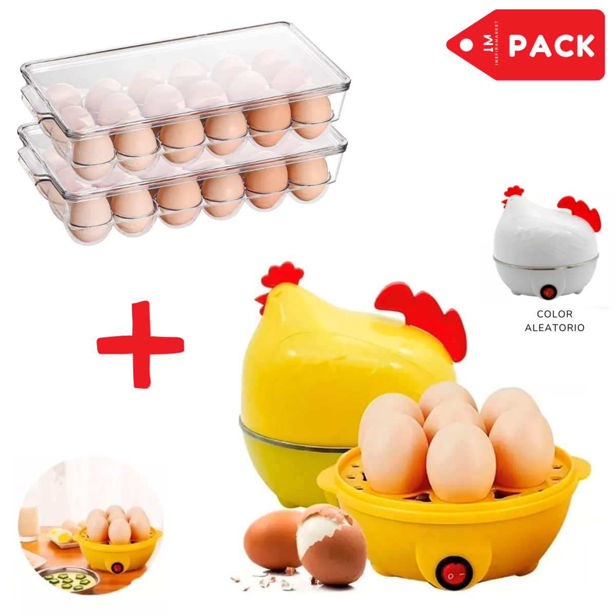 INSPIRA MARKET - Hervidor de Huevos Gallina y Organizadores de Huevos Pack