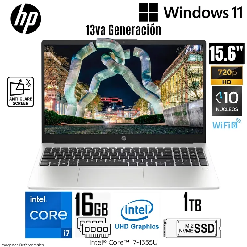 HP - Laptop HP 250 G10 Intel Corei7-1355U 16GB RAM 1TB SSD 15.6"  HD Silver Win 11 - 9S7D1LS