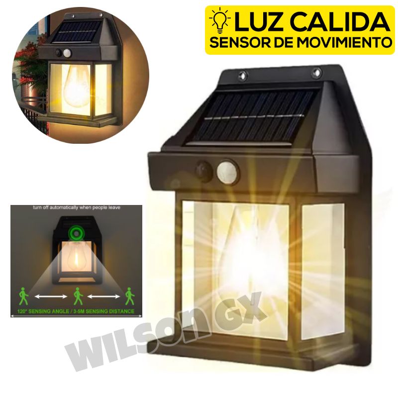 GENERICO - Kit 3 Foco Luz Solar Sensor Movimiento Lámpara Exterior Recargable