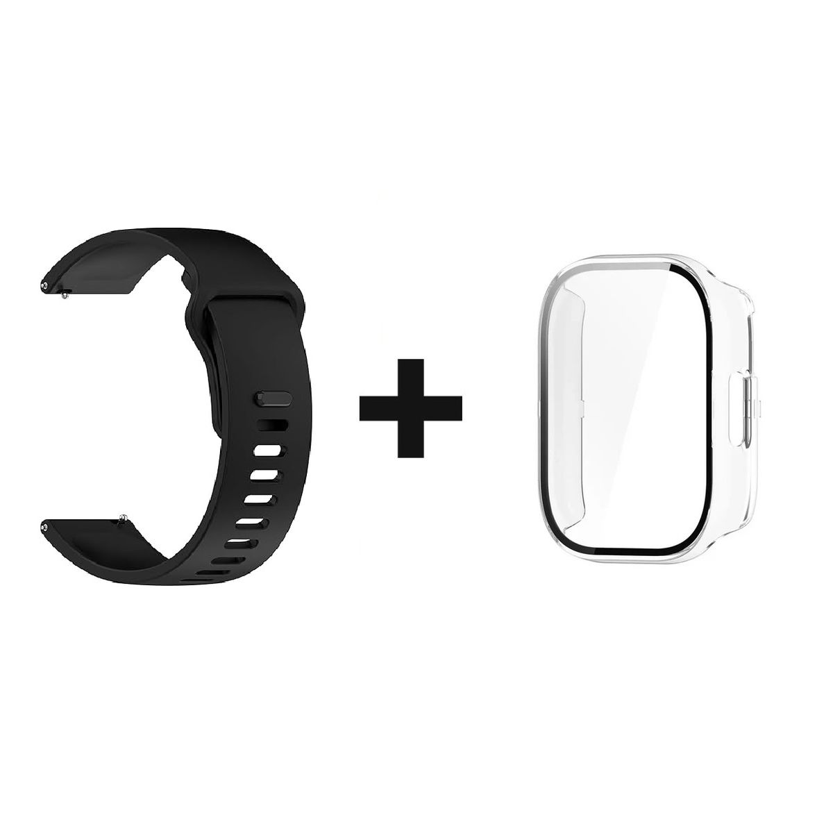 GENERICO - CORREA DE SILICON NEGRO +BUMPER TRANSPARENTE PARA XIAOMI REDMI WATCH 5 LITE