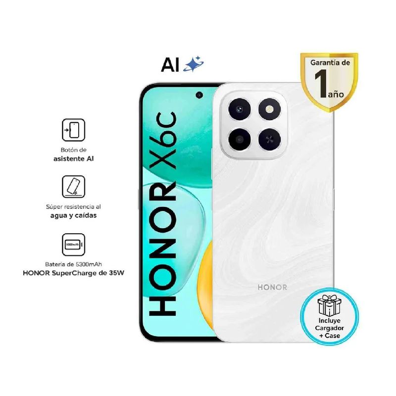 HONOR - HONOR X6C 6RAM 256GB MOONLIGHT WHITE - REGISTRADO