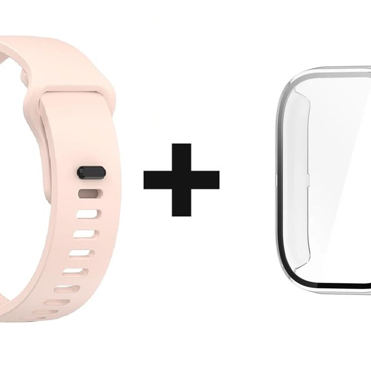 GENERICO - CORREA DE SILICON ROSADO +BUMPER TRANSPARENTE PARA XIAOMI REDMI WATCH 5 LITE