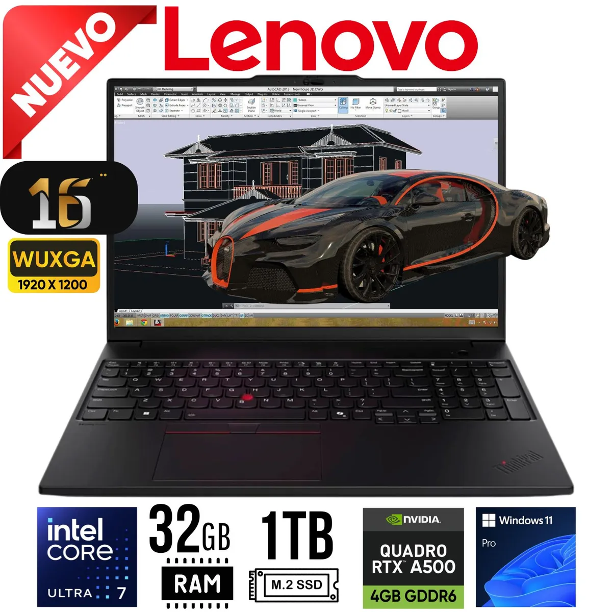 LENOVO - LAPTOP LENOVO THINKPAD P16s Gen 3 16" WUXGA  Ultra 7 155H, RAM 32GB ,SSD 1TB  RTX500 4GB W11 PRO