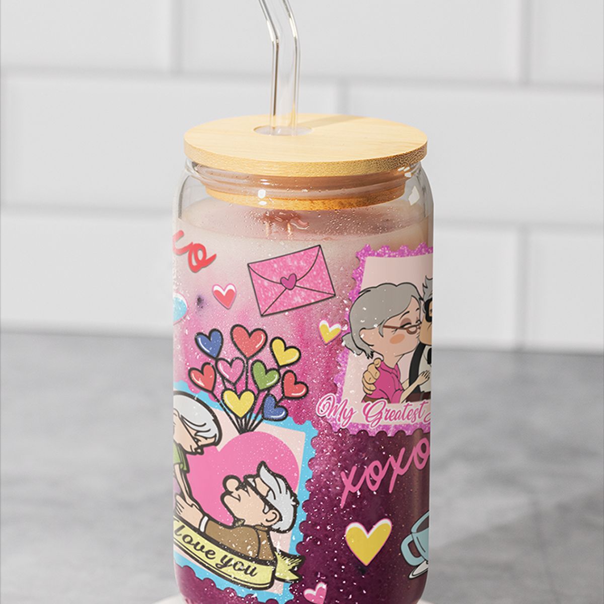 GENERICO - VASO TAPA BAMBU CON DISEÑO - MODELO1