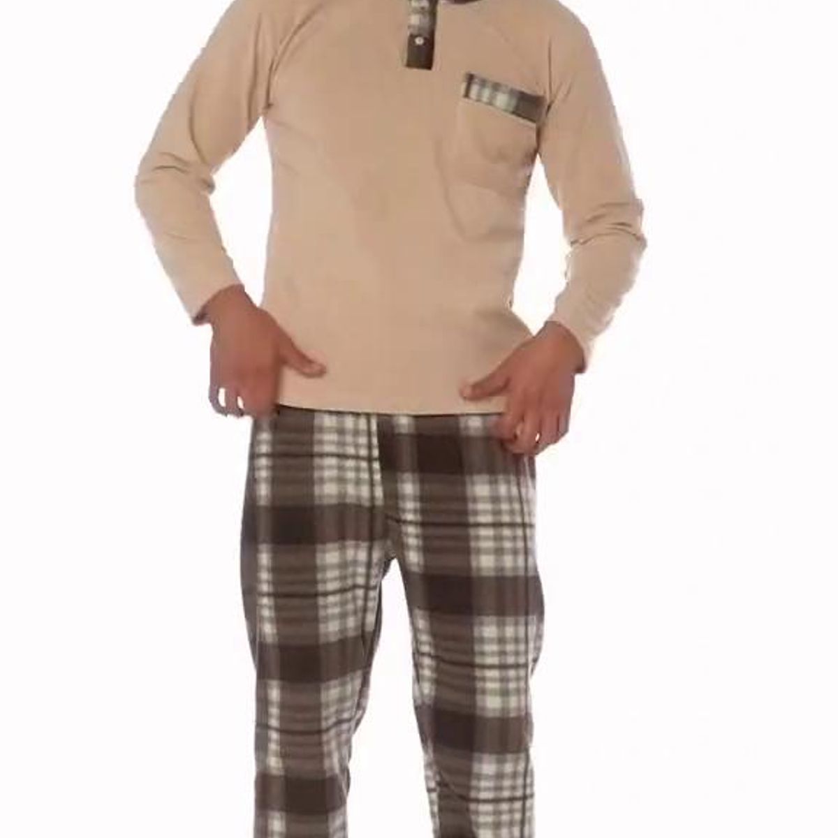 GENERICO - Pijama Micro Beige Hombre