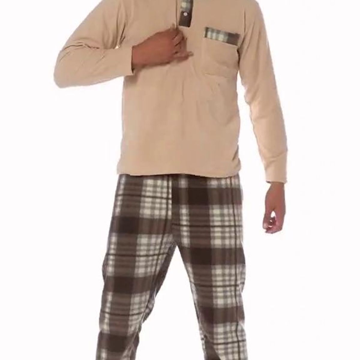 GENERICO - Pijama Micro Beige Hombre