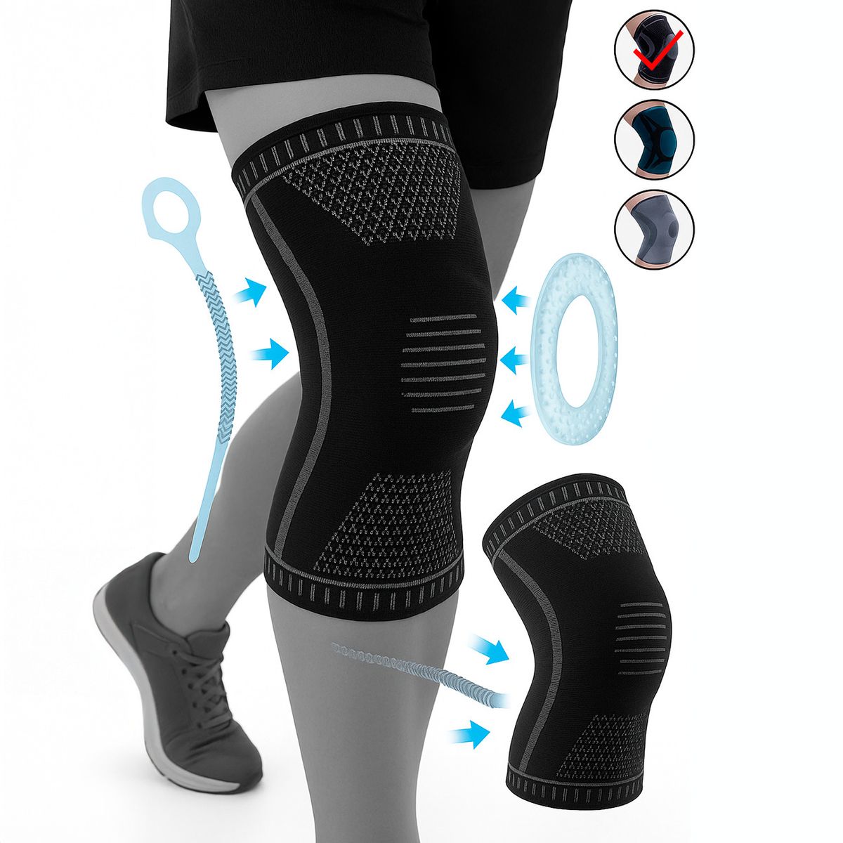 GENERICO - Rodillera Articulada Ortopedica Con Gel Y 2 Varillas TALLA L