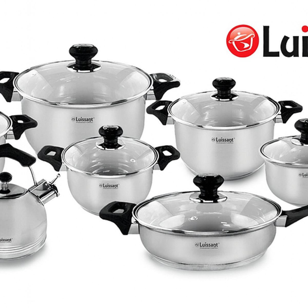 LUISSANT - Juego De Ollas Acero Inoxidable 14 Piezas Luissant