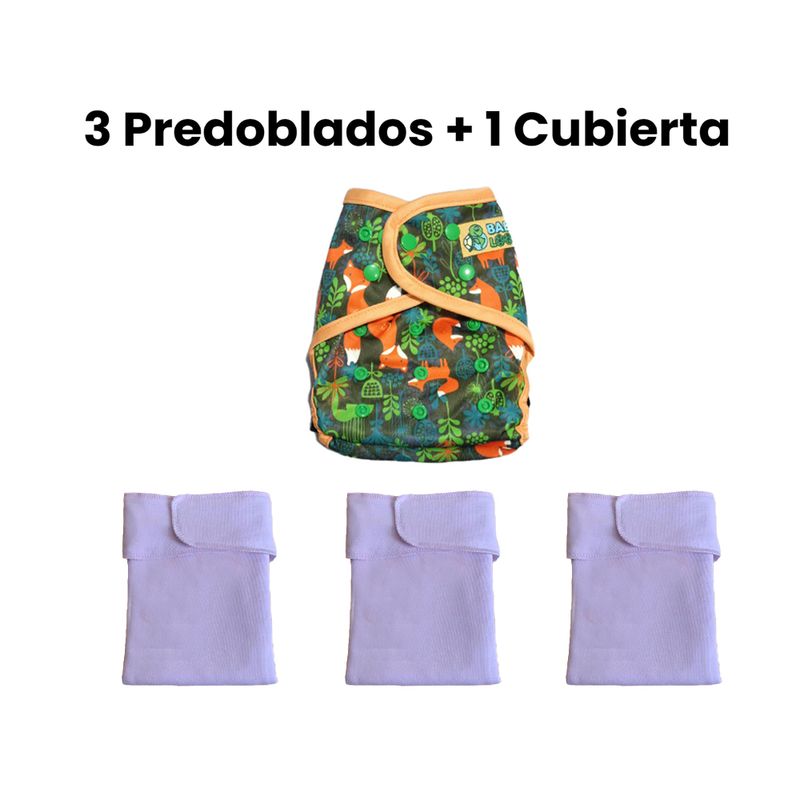 GENERICO - Pack 3 Predoblados para Pañal de Tela + 1 Cubierta
