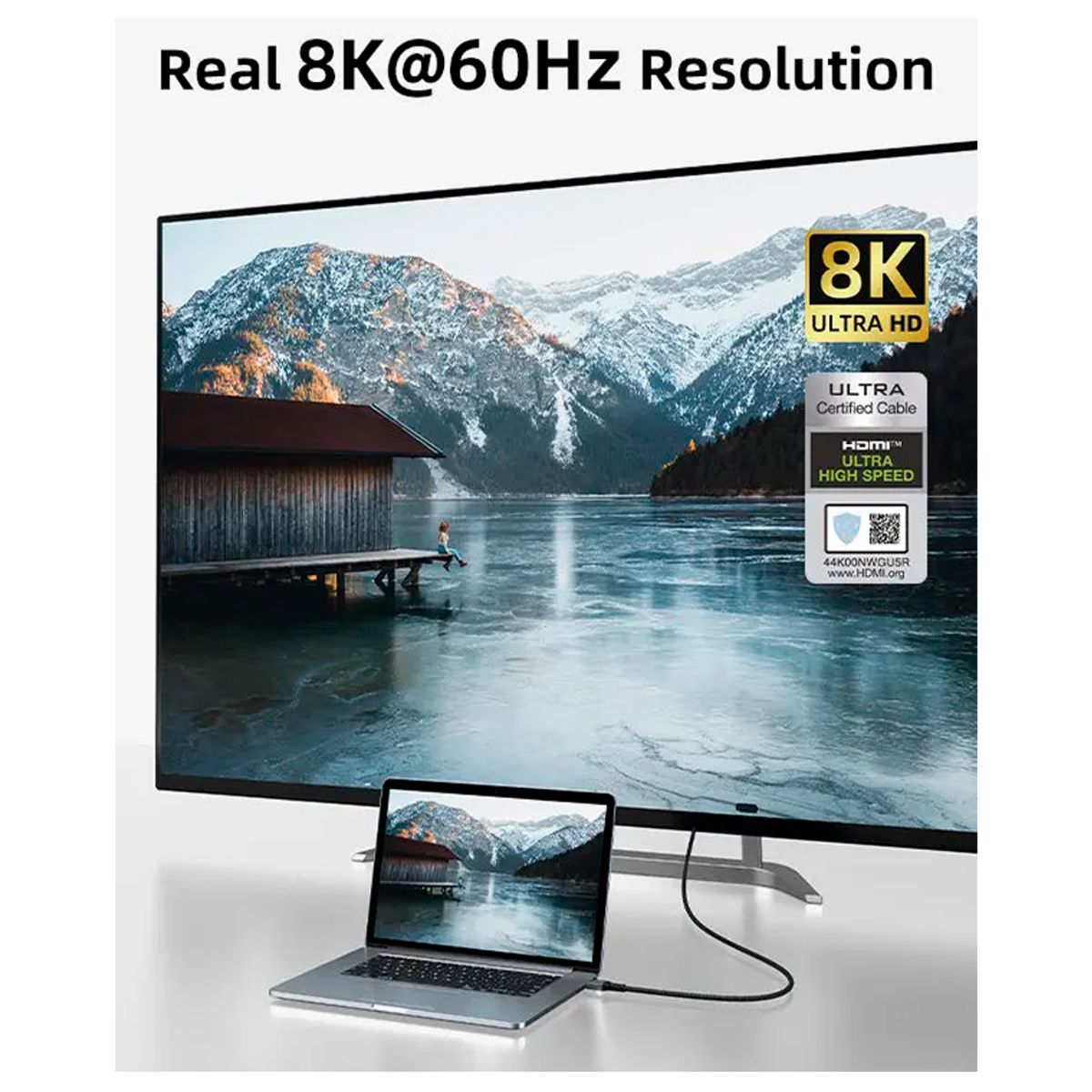 GENERICO - Cable HDMI 2.1 8K a 60Hz Certificado 2metros cabletime