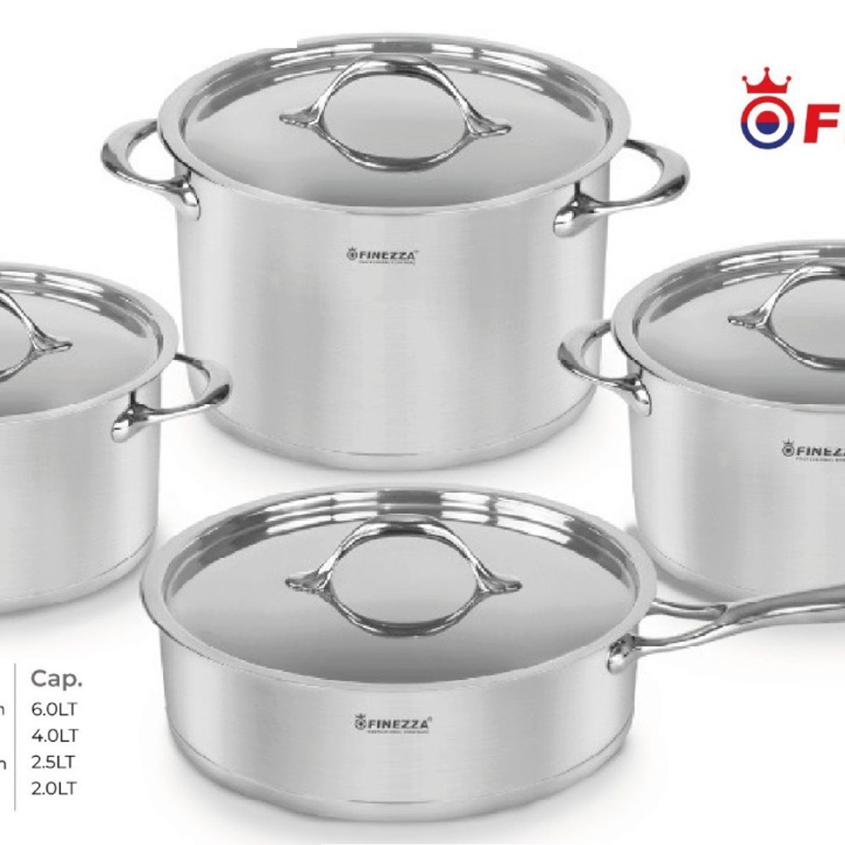 FINEZZA - Juego de Ollas  8 Piezas Acero Inoxidable - Finezza