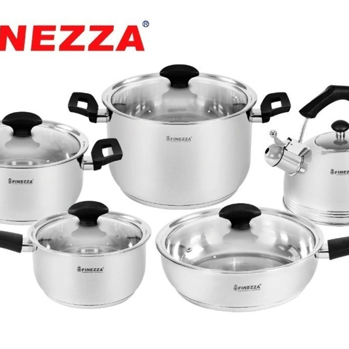 FINEZZA - Juego de Ollas 10 Piezas Acero Inoxidable - Finezza