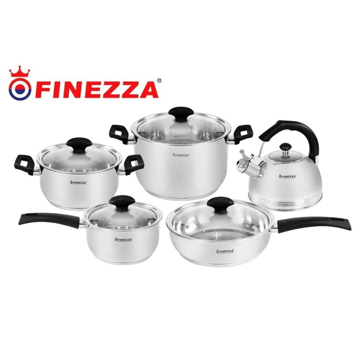 FINEZZA - Juego de Ollas 10 Piezas Acero Inoxidable - Finezza