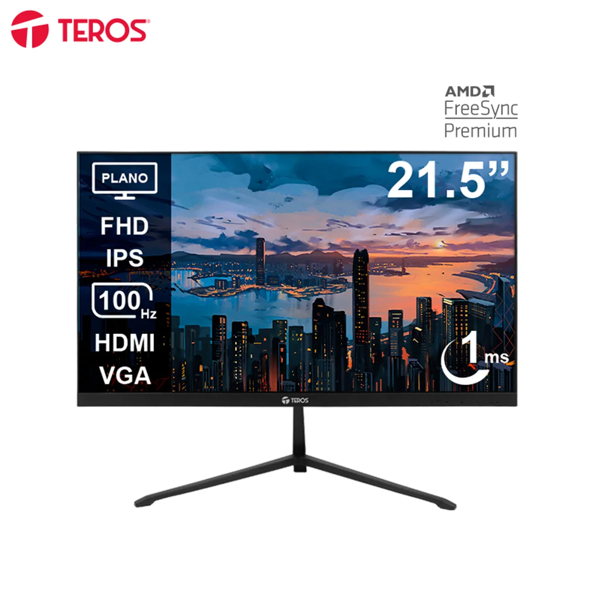 TEROS - Monitor Teros 22" TE-2128S 21.45 Pulg IPS 1920x1080 FullHD HDMI VGA