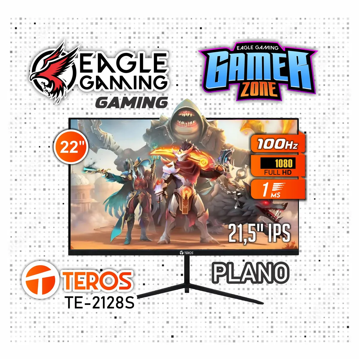 TEROS - Monitor Teros 22" TE-2128S 21.45 Pulg IPS 1920x1080 FullHD HDMI VGA