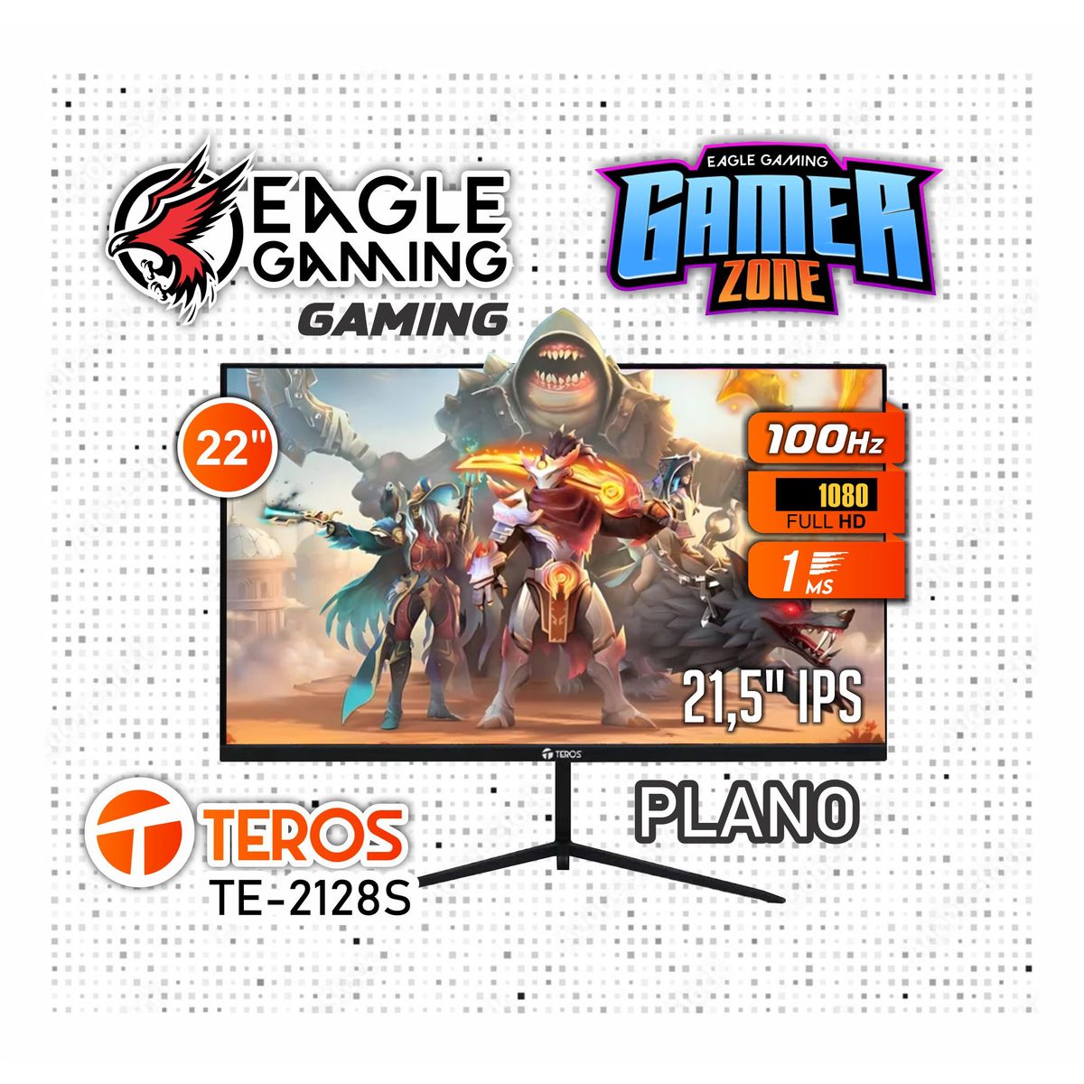 TEROS - Monitor Teros 22" TE-2128S 21.45 Pulg IPS 1920x1080 FullHD HDMI VGA