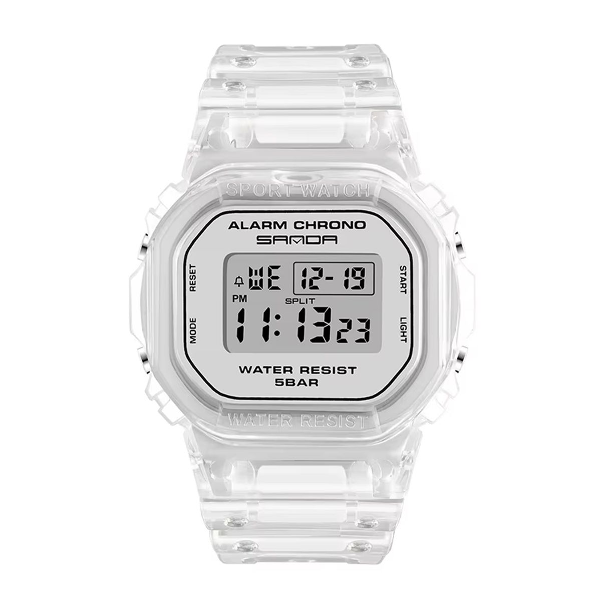SANDA - RELOJ DIGITAL BLANCO CORREA TRANSPARENTE SANDA