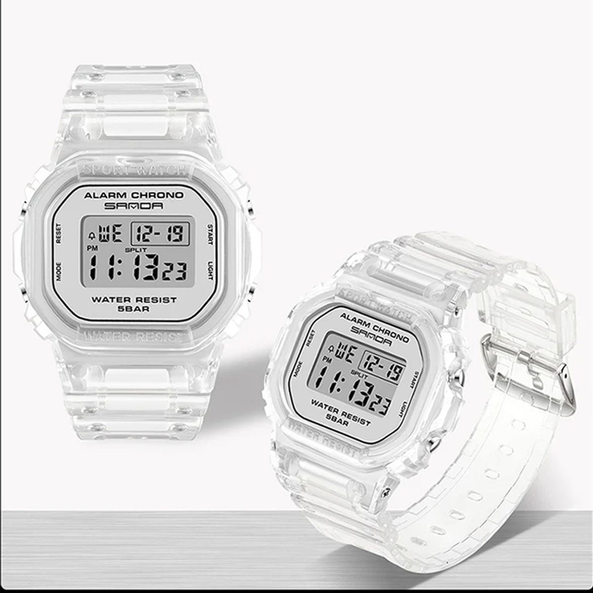 SANDA - RELOJ DIGITAL BLANCO CORREA TRANSPARENTE SANDA