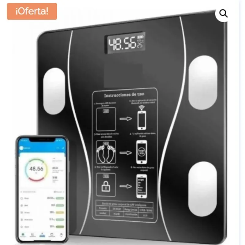 GENERICO - BÁSCULA ELECTRÓNICA INTELIGENTE DEL CUERPO BALANZA NEGRO