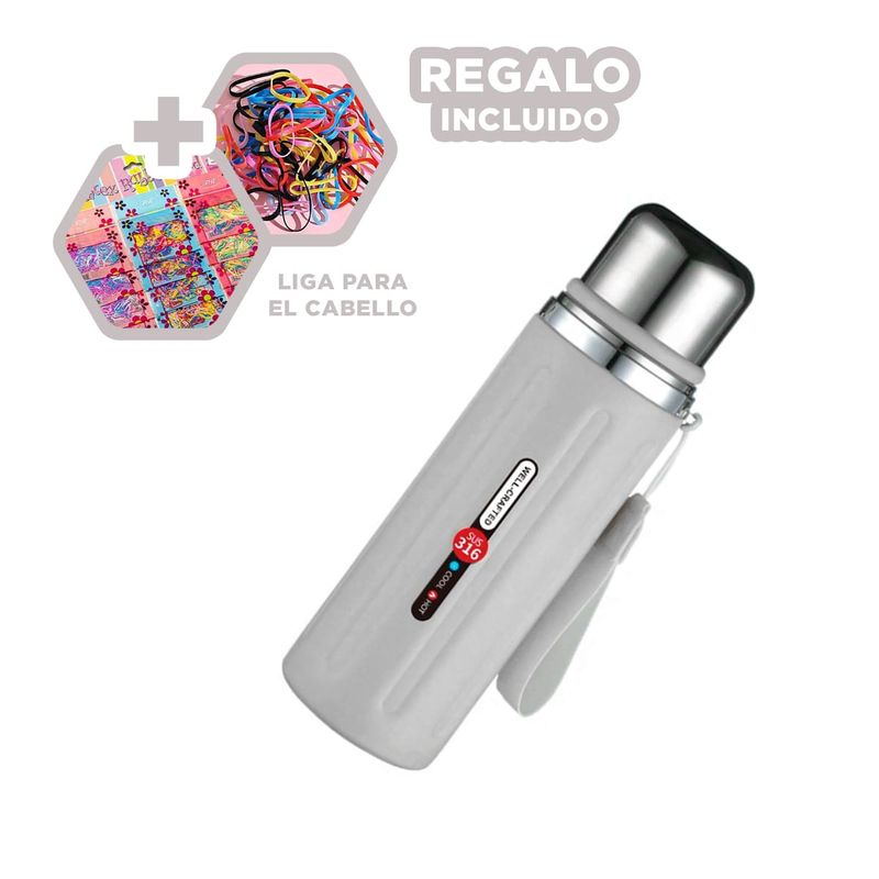 GENERICO - Botella Fitness Termica 800ml Blanco Y+Ligas de Regalo