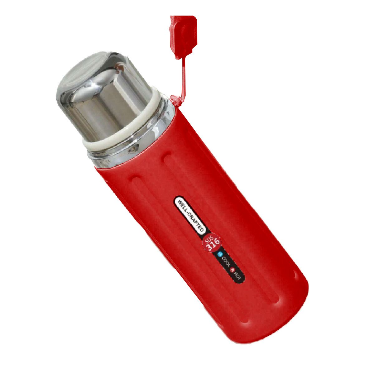 GENERICO - Pack6 Termo Practico Gym 800ml Rojo Y+Banderitas Adhesivas