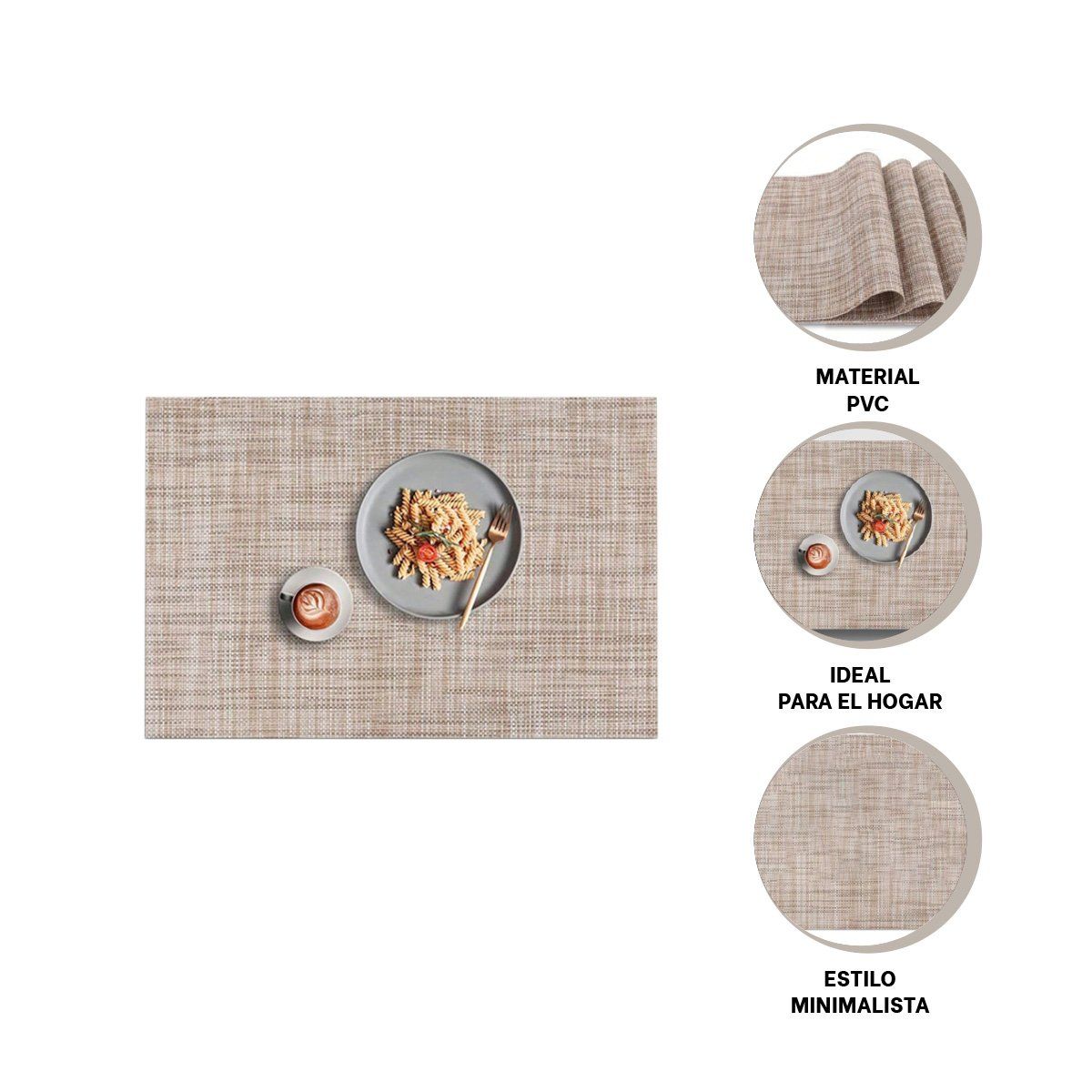 RYBIU IMPORT - Pack4 Tapetes para Mesa Pequena de 6 pzs de Color Mostaza