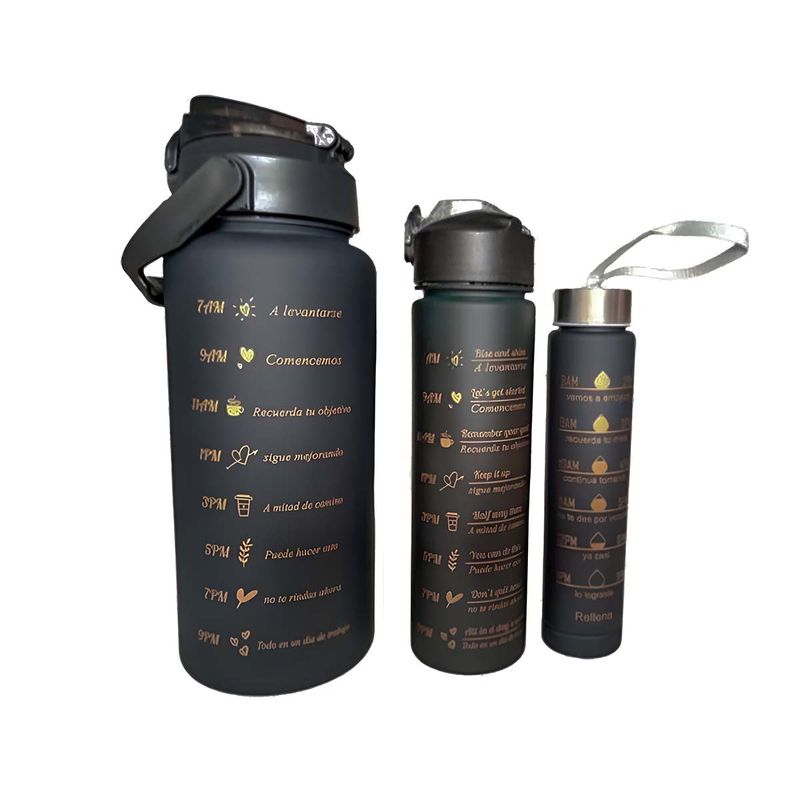 GENERICO - Tomatodo Trio de Alta Capacidad 2L 1L y 300ml con Tapa Negro