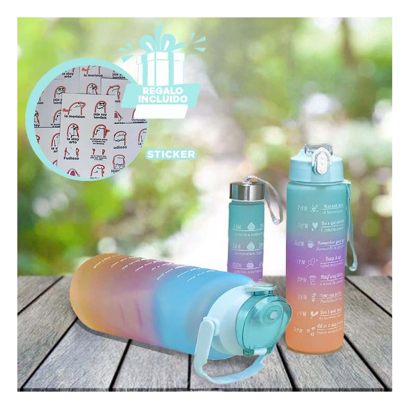 GENERICO - Pack6 Botella Trio para Gym Verde Y+Regalo Stickers