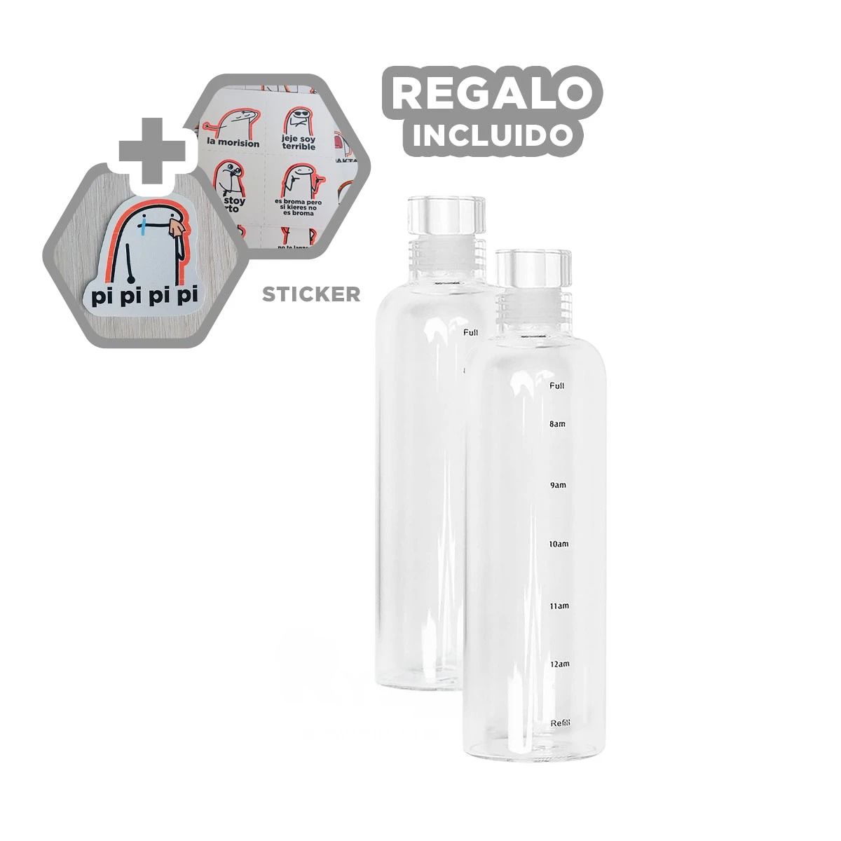 GENERICO - Botella Funcional de Bebidas Transparente Y+Regalo Stickers