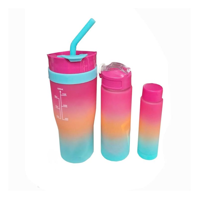 GENERICO - Tomatodo Trio 1200 ml 800 ml 300 ml Sticker 2D en Fucsia