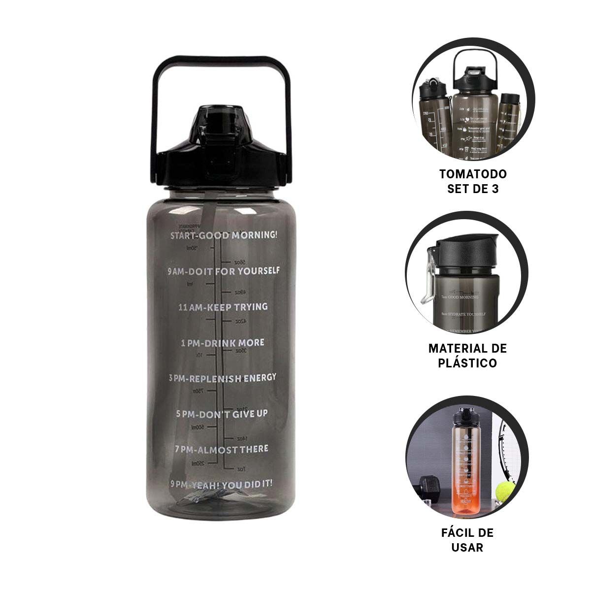 GENERICO - Pack2 Tomatodo Set de Tres con Medidas Neg Y+Regalo Agendita