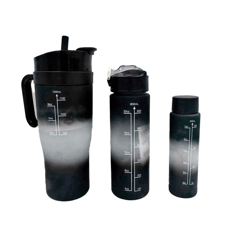 GENERICO - Pack2 Tomatodo Trio 1200 ml 800 ml 300 ml en Negro