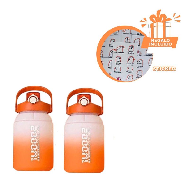 GENERICO - Pack6 Bidon Viajero 2500ml Naranja Y+Regalo Stickers