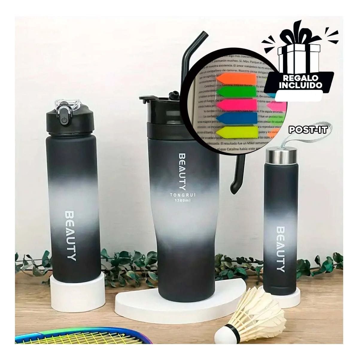 GENERICO - Pack12 Bebetodo con Popote y Asa Negr Y+Banderitas Adhesivas